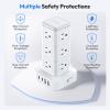 10ft Extension Cord Power Strip Tower, NTONPOWER Flat Plug Surge Protector + NTONPOWER Power Strip Tower with USB C Ports, 1080 Joules Surge Protector Tower view 4
