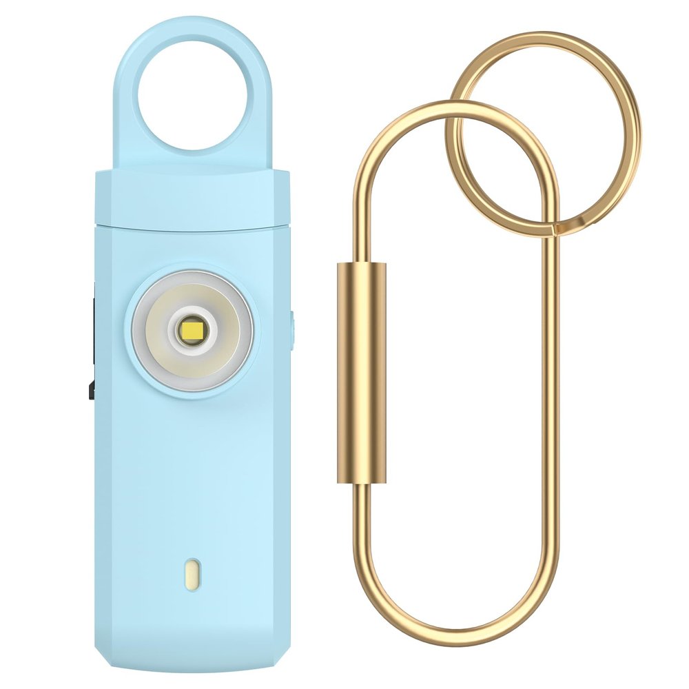 ANKOSHUN Rechargeable Personal Alarm for Women - Christmas Birthday Gifts for Women, Daughter, College Student, Teen Girl, Elders, Kids, Siren Alarm, Safety Keychain, USB Charging, Aqua