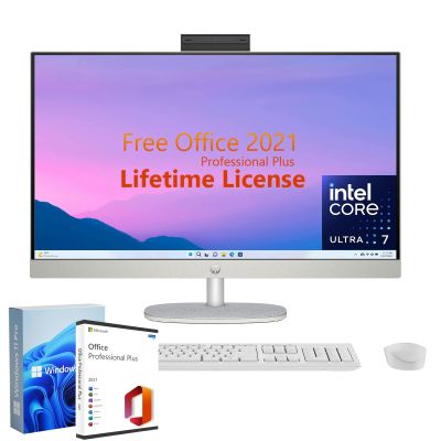 2024 HP All-in-One Desktop, 27" FHD Touchscreen, Intel Ultra 7-155U(12-core), Intel Graphics, 32GB DDR5, 1TB SSD, Adjustable Height, WiFi 6, Windows 11 Pro, Microsoft Office Lifetime License