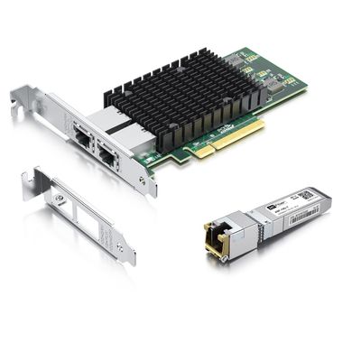 10Gb SFP+ RJ45 Transceiver with 10G RJ45 Network Card, 10Gbase-T Moudle for Cisco, 10G Dual RJ45 NIC Compare to Intel X540-T2, Support Windows, Linux, Vmware