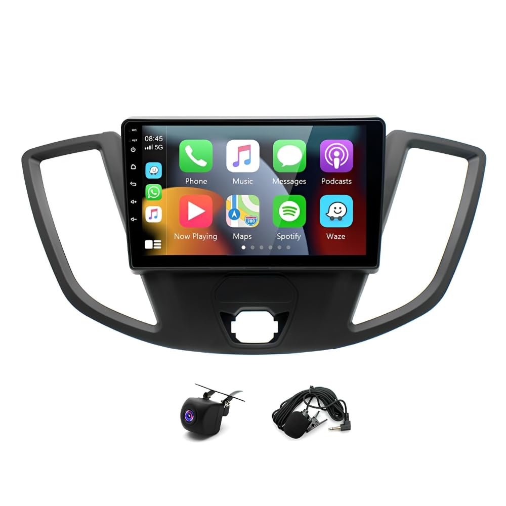 ikasus with Wireless Car Stereo with CarPlay/Android Auto for Fo-rd Transit 2013-2019,9" Touchscreen Car Audio Receivers GPS Navi Multimedia Player FM Radio Mirror Link Bluetooth WiFi Backup Camera