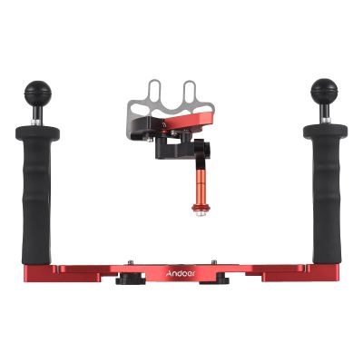 Andoer Dual Handle Camera Diving Rig Handheld Underwater Tray Stabilizer Adjustable Camera Diving Housing Bracket Replacement for GoPro Canon Sony Nikon DSLR Camera with Shutter Release Lever