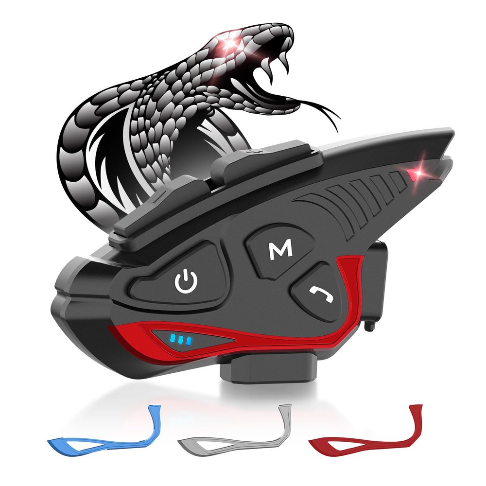 Moman Motorcycle Intercom Headset, CP-S 8 Riders 2000M Group Helmet Communication System, Universal Pairing with HiFi Noise Cancellation Music Share FM Radio Helmet Group Communicator for Motorbike