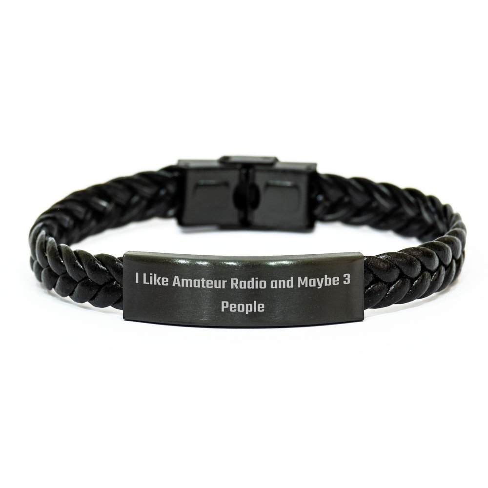 Amateur Radio Enthusiast Leather Strap Gifts - I Like Amateur Radio And Maybe 3 People Birthday Unique Gifts for Ham Radio Operator Friends - Stainless Steel PU Leather Interlaced Wrap