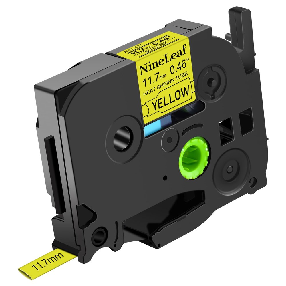 NineLeaf 100PK Compatible for Ptouch HSe-631 HSe631 HS-631 HS631 11.7mm 0.46 Black on Yellow Heat Shrink Tubes for PT-3600 PT-P750WVP PT-P900 PT-P900W Label Maker Tapes