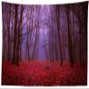 CORFOTO Mystical Autumn Forest Backdrop 5x3ft Fabric Red Leaves Mysterious Foggy Trees Mist Creepy Scene Woods Background for Halloween Birthday Party Decorations Witch Photo Booth Studio Props view 4