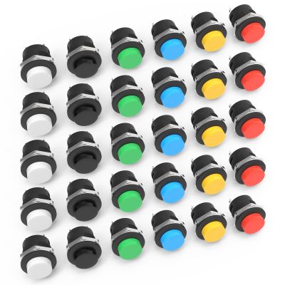 UBANU 30Pcs R13-507 Momentary Push Button, 2-Pin Self-Resetting Mini No Lock Round SPST NO Switch