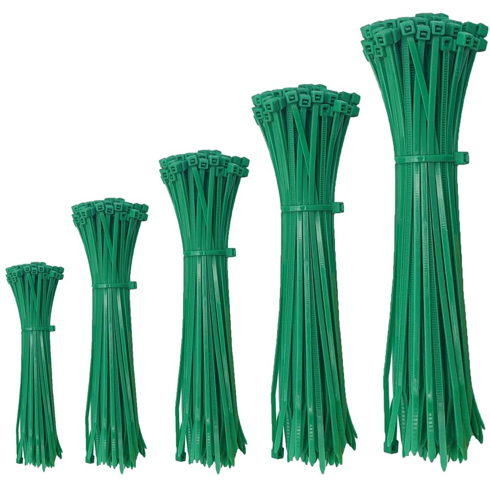 1000pcs Christmas Zip Ties,4+6+8+10+12Inches Heavy Duty Self Locking Nylon Cable Ties for Plants Gardening Farming Grid Wall Fence Home and Office, Decor Twist Tie Wraps for Christmas Tree Ornaments