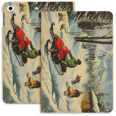 Amoewccr Snowmobile Racing Case for iPad iPad Mini 5/4/3/2/1(7.9- Inch) iPad Mini 6 (8.3-inch, 2021) with Pencil Holder, Protective Case with Soft TPU Back, Auto Sleep/Wake Cover