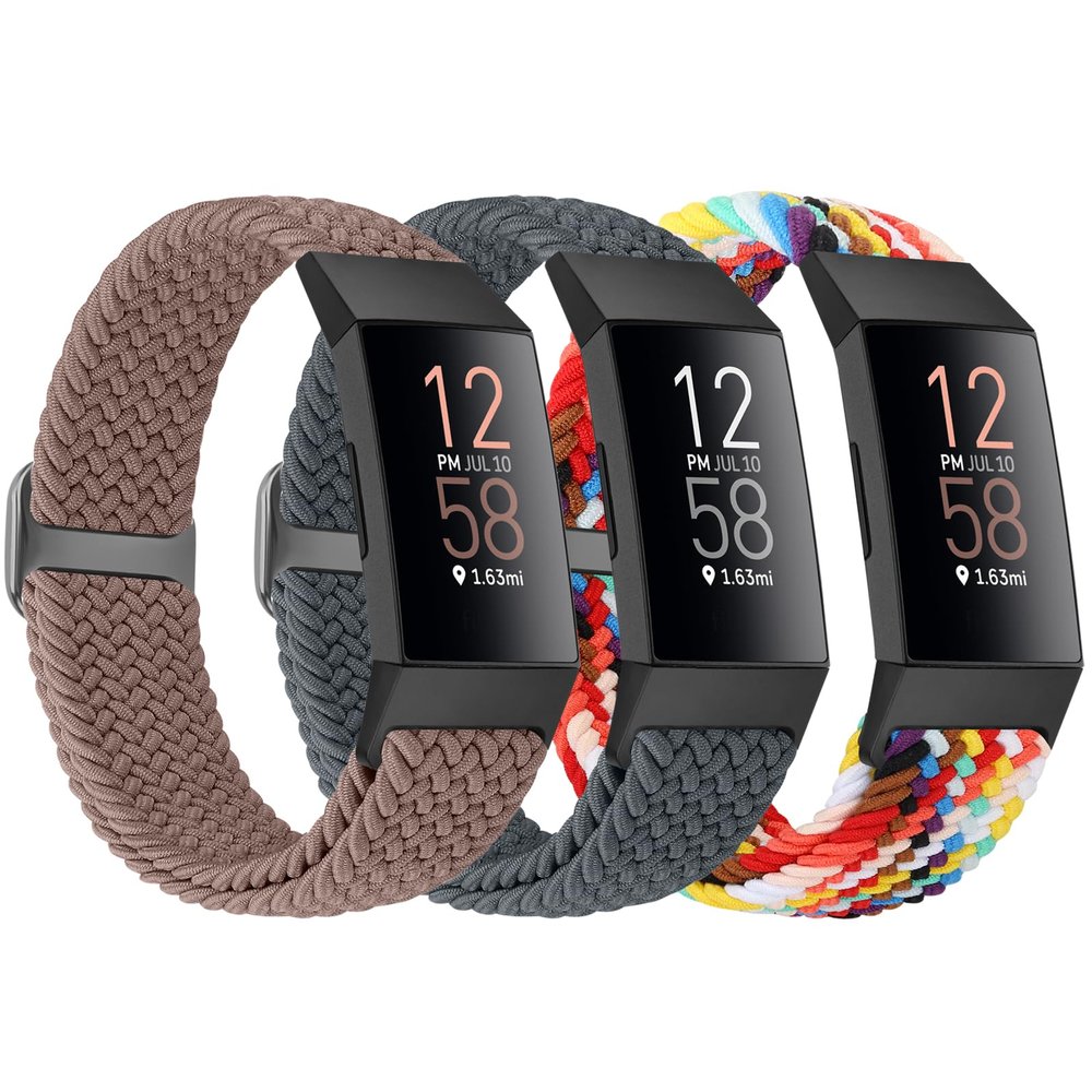 Acortjl Braided Band Compatible with Fitbit Charge 4/Charge 3 Bands for Women Men, Adjustable Elastic Sport Soft Nylon Replacement Wristband for Fitbit Charge 4/Charge 3/SE, 3PCS