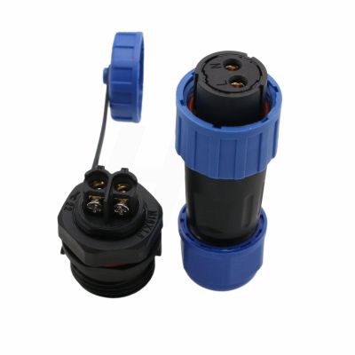 HangTon TY16 2 Pin 16A Power Electrical Connector, Threaded Panel Mount Female Socket, Male Cable Plug, Screw Terminal for Waterproof Quick Disconnect Outdoor Device Boat Marine