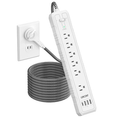 2 Prong to 3 Prong Outlet Adapter, LENCENT 2 Prong Power Strip, 1050J 2 Prong Flat Plug Surge Protector, 6ft Extension Cord, 6 AC Outlets & 4 USB(1 Type-C), Ideal for Non-Grounded Outlets