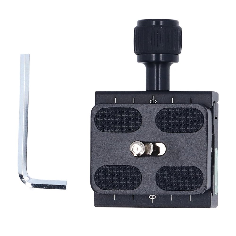 Aluminum Alloy Quick Release Clamp for Arca Cameras with 3 Bubble Levels, 3/8 to 1/4 Inch Thread, 50mm Length