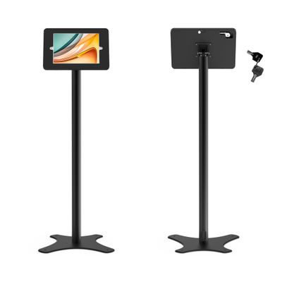 Beelta Tablet Floor Stand Compatible with 10.2" iPad 7 8 9, Rotate Lockable Metal Tablet Enclosure+Aluminum Pole+Metal Base - BSF302BT