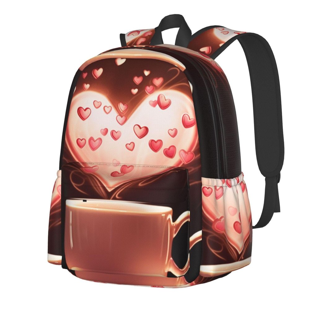 RLDOBOFE Heart Cup Backpack Travel Casual Daypack for Men Women Laptop Backpack Lightweight Double Shoulder Bag for Work Hiking