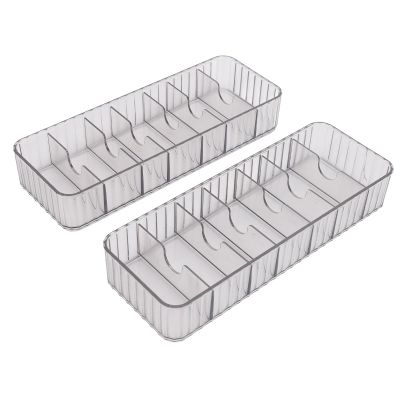 2pcs Cable Management Box with 20 Wire Ties,Cord Organizer Box to Hide Cable,Stackable Clear Power Cord Organizer with 7 Compartments Electronics Organizer for Office Home
