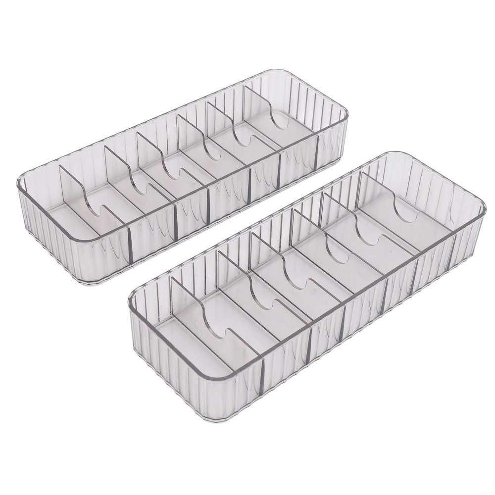 2pcs Cable Management Box with 20 Wire Ties,Cord Organizer Box to Hide Cable,Stackable Clear Power Cord Organizer with 7 Compartments Electronics Organizer for Office Home