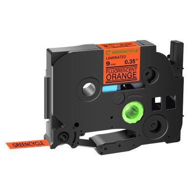 GREENCYCLE Compatible for PTouch Label Maker Tape TZe-B21 TZ-B21 Black on Fluorescent Orange TZe TZ 9mm 0.35'' Laminated Label Tape for PT-D210 PT-D220 PT-D200 PT-H110 PT-D400