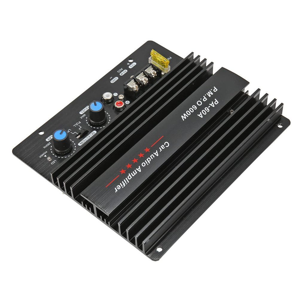Car Sound Power Amplifier Board, 12V 600W Subwoofer Amp Board, Aluminium Alloy Car Audio Amplifier Board with Dual IC Integrated Chip, for Most Cars