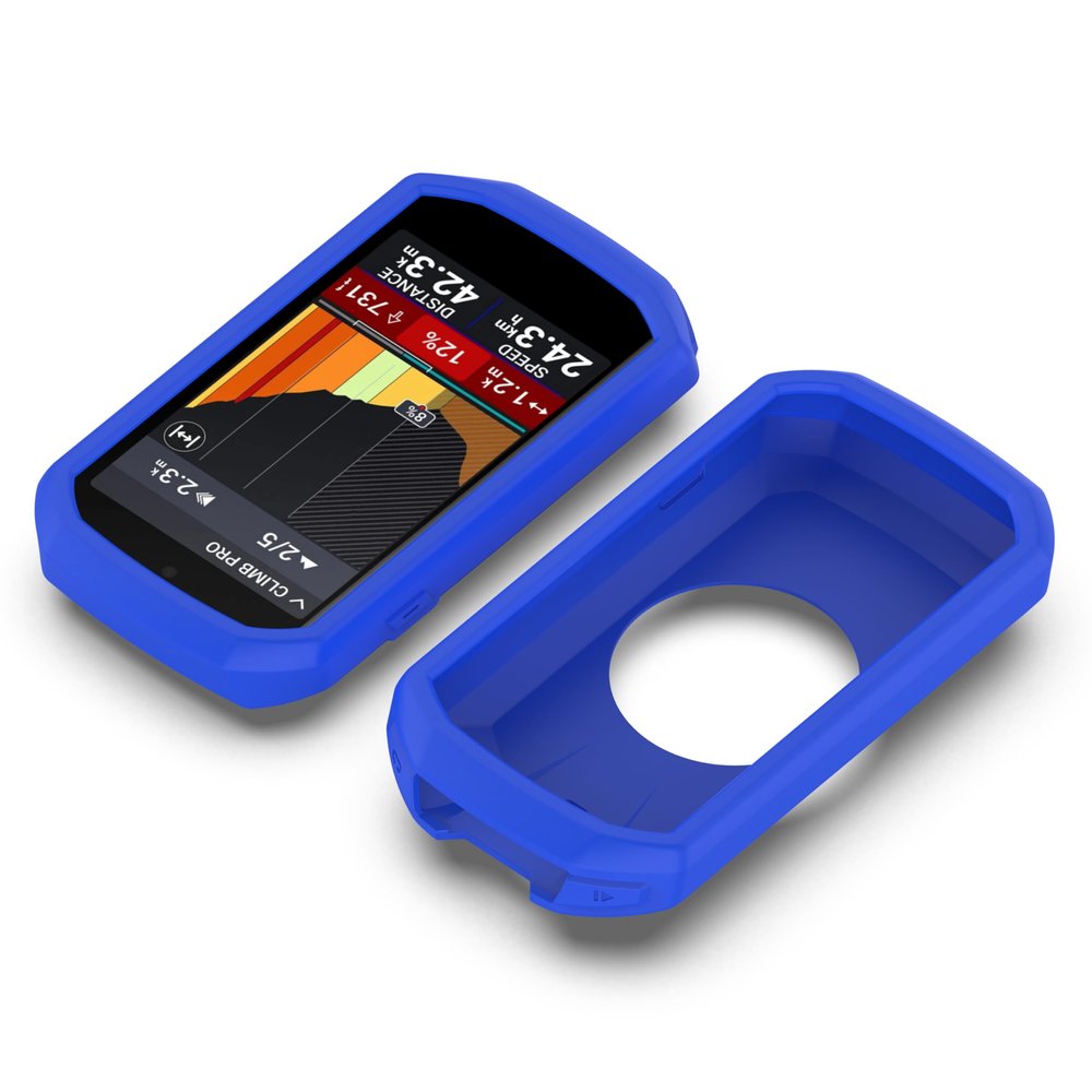 TUFF LUV Premium Silicone Case & Screen Protector [Compatible with Garmin] Edge 1050 - Durable, Scratch-Resistant, Anti-Slip Cover (Blue)