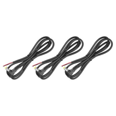 MECCANIXITY 3pcs Replacement 5.5mm x 2.1mm Right Angle 90 Degree DC Power Male Plug Jack to Bare Wire Open End Connector Adapter Pigtail Power Cable Cord for DC Surveillance Camera, 1m