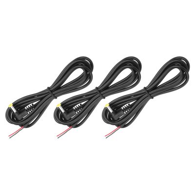 MECCANIXITY 3pcs Replacement 5.5mm x 2.1mm Right Angle 90 Degree DC Power Male Plug Jack to Bare Wire Open End Connector Adapter Pigtail Power Cable Cord for DC Surveillance Camera, 1.5m
