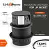 Link2Home 2 Pack Pop Up Outlet 10W Fast Induction Charger with Type-C USB, 3 Power Outlets 15A, 2 USB Ports 3.0A, Splash Resistant, Matt Black Finish, for Kitchen Counter Island, Office Table view 2