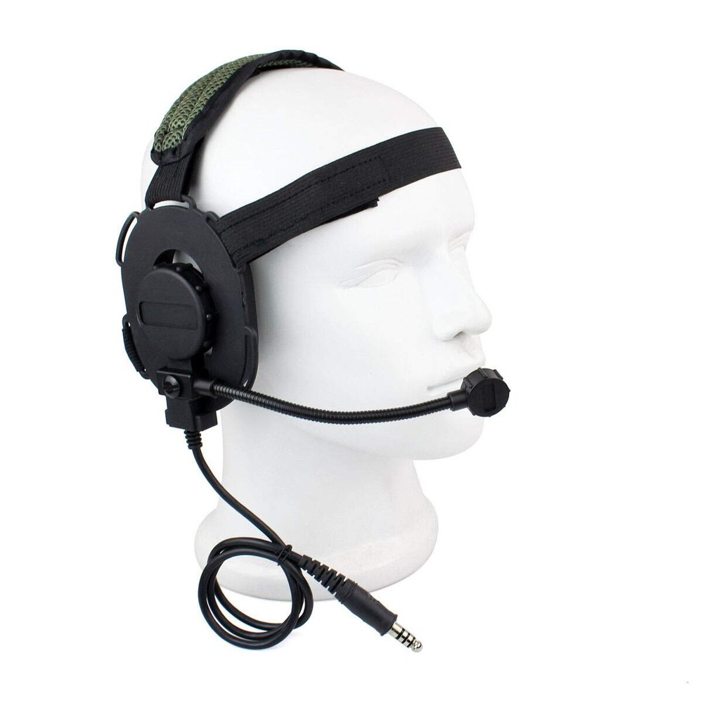 DBEIXIWEI Durable Green Z Tactical Bowman Elite II Headset with Adjustable Elasticized Nylon Straps