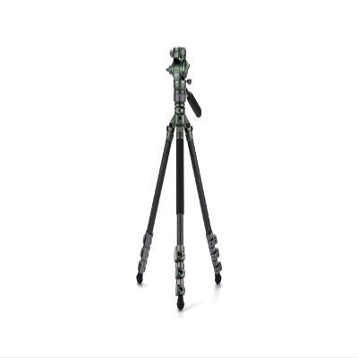 Tilta VT05 Travel Video Tripod - Forest Green | Fluid Head with 3-Stage Carbon Fiber Tripod Legs | Rubber Feet & Spikes | Multiple 1/4"-20 Threads | Lightweight | Supports up to 11 lb | ARCA Receiver