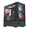 Apevia Eclipse-BK Eclipse Mid Tower Gaming PC Case w/ 5X 120mm ARGB Fans, 366 RGB Light Modes, Minimalistic Honeycomb Design, Tempered Glass Front & Side Panels, 1X USB3.0, 2X USB2.0, Black view 1