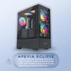 Apevia Eclipse-BK Eclipse Mid Tower Gaming PC Case w/ 5X 120mm ARGB Fans, 366 RGB Light Modes, Minimalistic Honeycomb Design, Tempered Glass Front & Side Panels, 1X USB3.0, 2X USB2.0, Black view 2