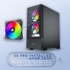 Apevia Eclipse-BK Eclipse Mid Tower Gaming PC Case w/ 5X 120mm ARGB Fans, 366 RGB Light Modes, Minimalistic Honeycomb Design, Tempered Glass Front & Side Panels, 1X USB3.0, 2X USB2.0, Black view 3