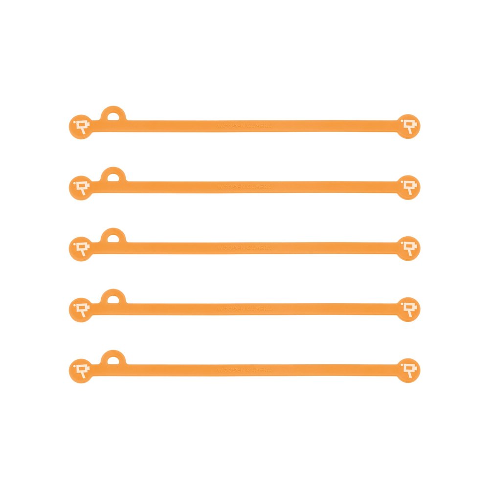 Wooden Camera Cine Magnetic Silicone Cable Ties, Cord Organizer, Set of 5 (Neon Orange, 175mm)