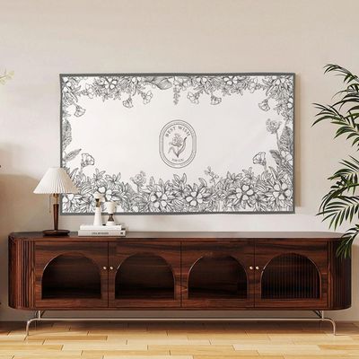 32-80inch Multifunction Home Hanging Desktop Curved Screen TV Cover TV Dust Cover Indoor Television Computer Screen Protectors Universal Painting Pattern Display Art Decorative Cove(Size:48IN,Color:B)