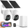 TMEZON 2-Cam Security Camera Wireless Outdoor System: Solar Power Camera with 2K Color Night Vision, 360 Pan-Tilt & Auto Tracking, No Subscription, Solar Camera Outdoor Wireless, 2.4G WiFi view 1