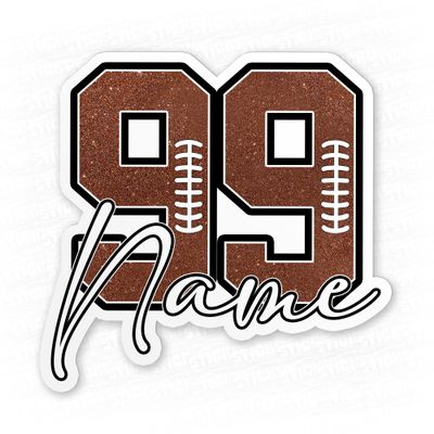 Custom Football Number Name Sticker - Personalized Team Decal Stickers - Waterproof Vinyl Sticker for Laptop, Water Bottles, Phone, Kindle Decor - Football Lover Gift