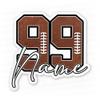 Custom Football Number Name Sticker - Personalized Team Decal Stickers - Waterproof Vinyl Sticker for Laptop, Water Bottles, Phone, Kindle Decor - Football Lover Gift view 1