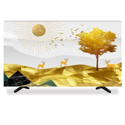 32-80 Inch Indoor TV Screen Protector TV Cover TV Dust Cover For LCD LED Television TV Set Cover European Artwork Living Room Decoration For Home Hanging Desktop Curved Universal(Size:75IN,Color:A)