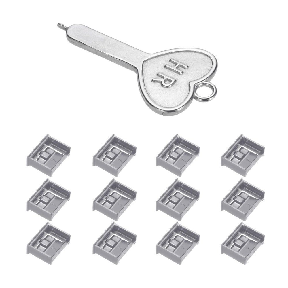 MECCANIXITY 12 Port Blocker Locking USB Port/Dust PC Blocker with Coded Key,Gray