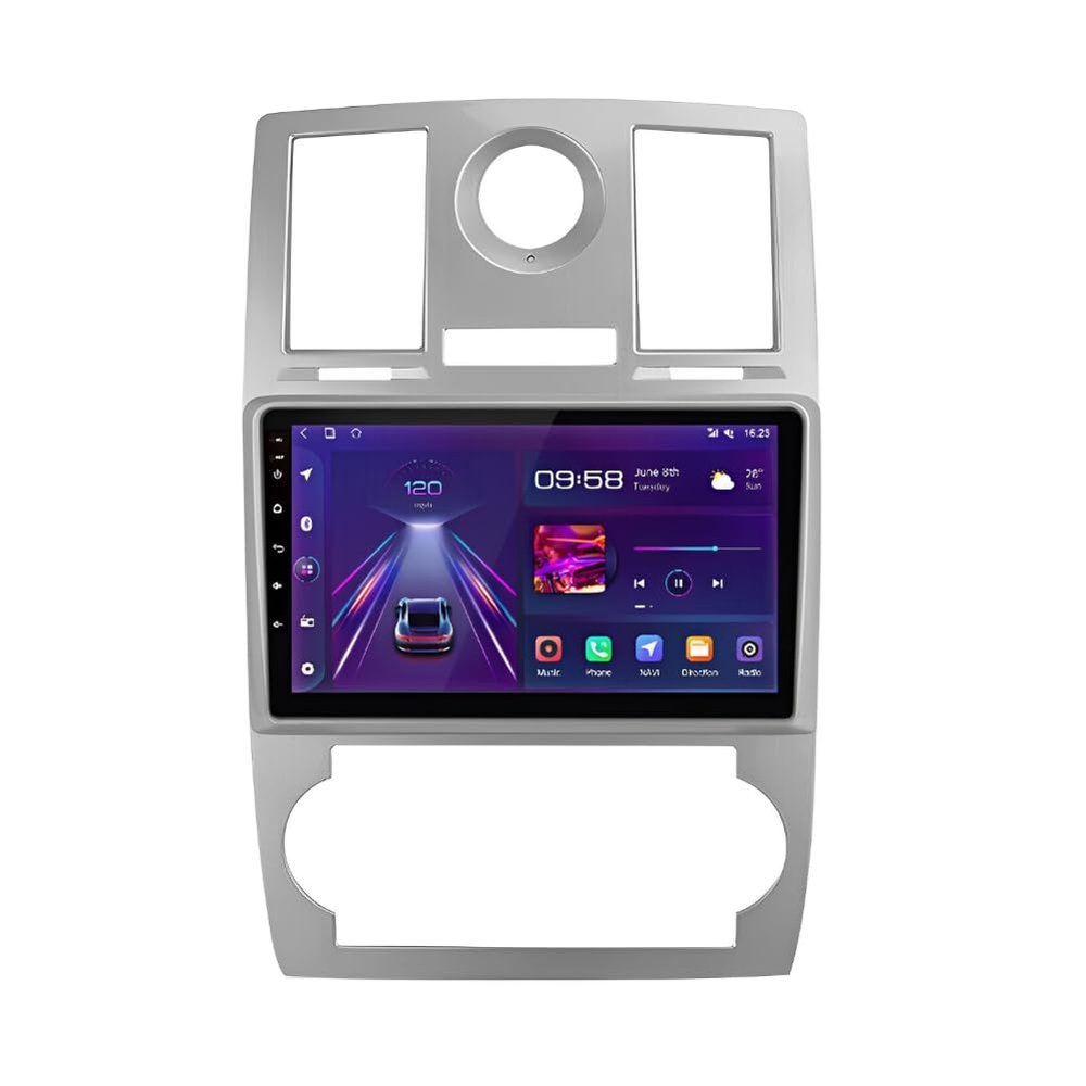 ikasus 9 Inch IPS Touchscreen Car Audio Multimedia Receivers for Chrys-ler 300C with Wireless Carplay/Android Auto, Car Stereo GPS Navigation Bluetooth Player HeadUnit 2+32G FM/RDS Radio WiFi DSP