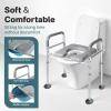 Eosprim Toilet Seat Risers for Seniors Elongated, Raised Toilet Seat with Handles, Toilet Safety Frames & Rails for Elderly and Handicap, Elevated Shower Commode Chair with Arms, Toilet Lift Grab Bar view 4