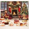 6x4ft Christmas Backdrops Photography Winter Fireplace Xmas Tree Sock Wall Party Decor Merry Christmas Bear Backdrop Family Kids Holiday New Year Party Supplies Photo Background Studio Props view 3