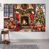 6x4ft Christmas Backdrops Photography Winter Fireplace Xmas Tree Sock Wall Party Decor Merry Christmas Bear Backdrop Family Kids Holiday New Year Party Supplies Photo Background Studio Props view 4