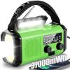 Hand Crank Emergency Radio,37000mWhSolar Powered Hand Crank Portable NOAA AM FM Weather Radio with 3Mode Flashlight and Reading Light,Cell Phone Charger,Home and Emergency Distress Signal (Green) view 1