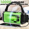Hand Crank Emergency Radio,37000mWhSolar Powered Hand Crank Portable NOAA AM FM Weather Radio with 3Mode Flashlight and Reading Light,Cell Phone Charger,Home and Emergency Distress Signal (Green) view 3