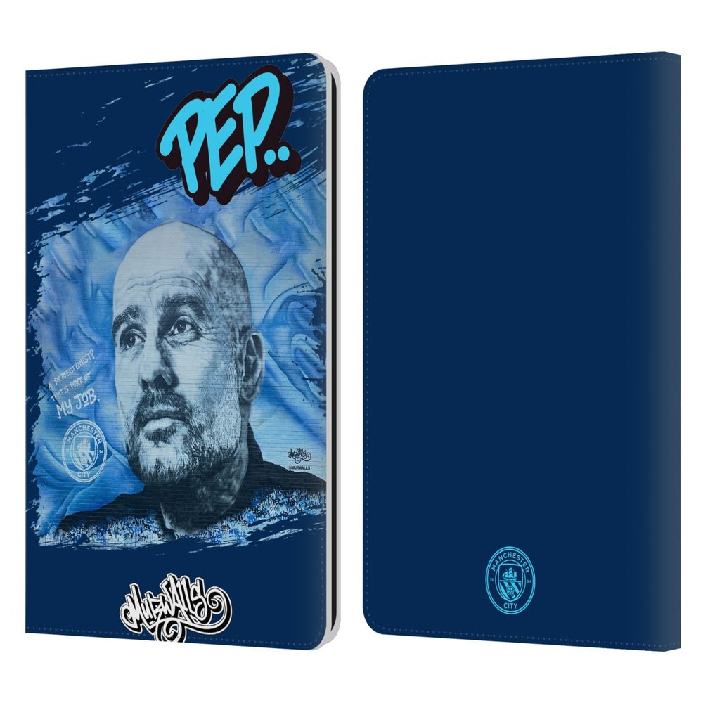 Head Case Designs Officially Licensed Manchester City Man City FC Pep Guardiola Graffiti Collection by Murwalls Leather Wallet Case Compatible with Kindle Paperwhite 1/2 / 3