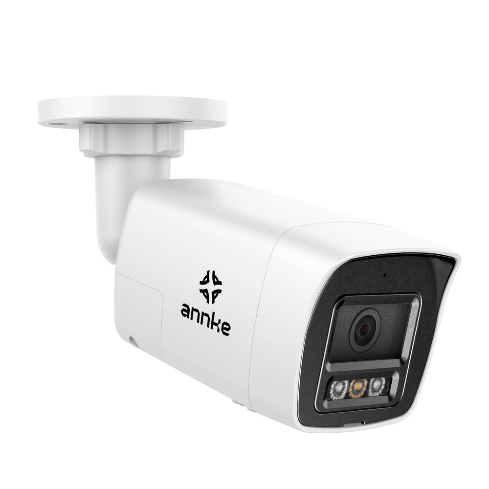 ANNKE 4K Ultra HD PoE Security Camera System, Surpport Two-Way Talk, Human& Vehicle Detection, Smart Dual Light Night Vision, Flash&Audio Alarm, 4mm Lens, IP67 Waterproof, Build in 512GB SD Card Slot