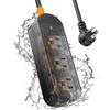 EIGSO Outdoor Power Strip Weatherproof, IPX6 Grade Waterproof Surge Protector with 3 AC Outlets, 5FT Heavy Duty Extension Cord for Indoor Outdoor, Crystal Black view 1