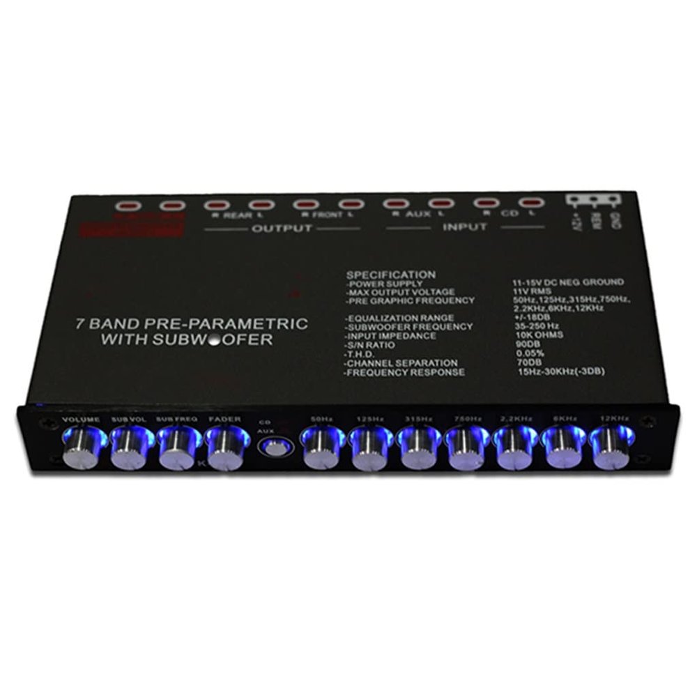 7 Segment Equalizer Car Audio EQ Tuning Crossover Amplifier 12V