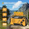 7400mWh Emergency Weather Radio with 3 in 1 Charging Cable Emergency Radio Solar Hand Crank Alert Radio 3 Power Supply Methods with SOS Alarm, FlashlightOrange+Green view 3